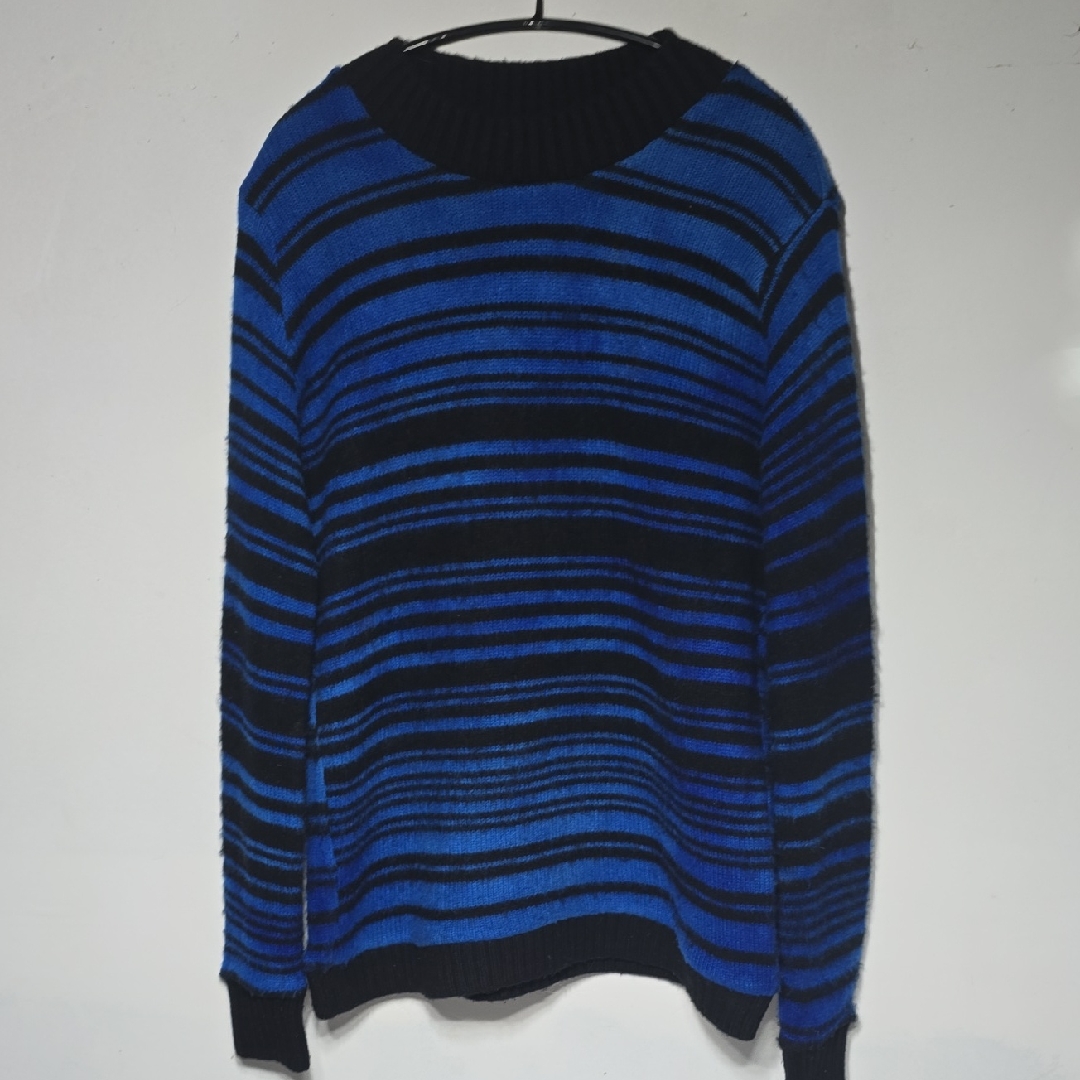 The Elder Statesman Vibrant Blue And Black Crewneck Sweater